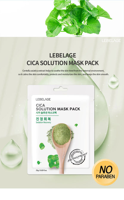 [ LEBELAGE ] Cica Solution Mask Pack 25g | Calming Korean Sheet Face Mask