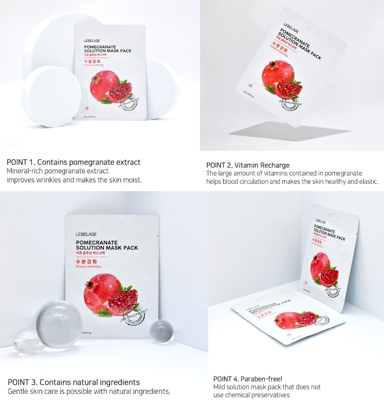 [ LEBELAGE ] Pomegranate Solution Mask Pack 25g | Radiance Korean Face Mask