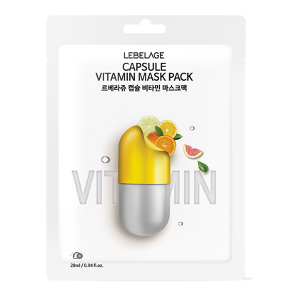 [ LEBELAGE ] Capsule Mask Pack 28g (4 Types) – Hydrating & Soothing Korean Sheet Masks (1PC)