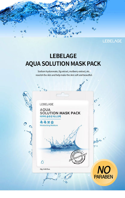 [ LEBELAGE ] Aqua Solution Mask Pack 25g | Hydrating Korean Sheet Face Mask
