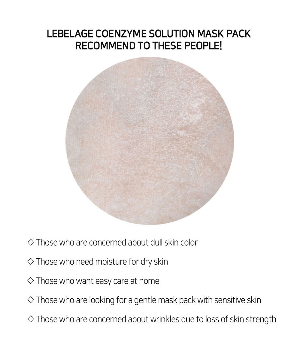 [ LEBELAGE ] Coenzyme Q10 Solution Mask Pack 25g | Firming Korean Face Mask
