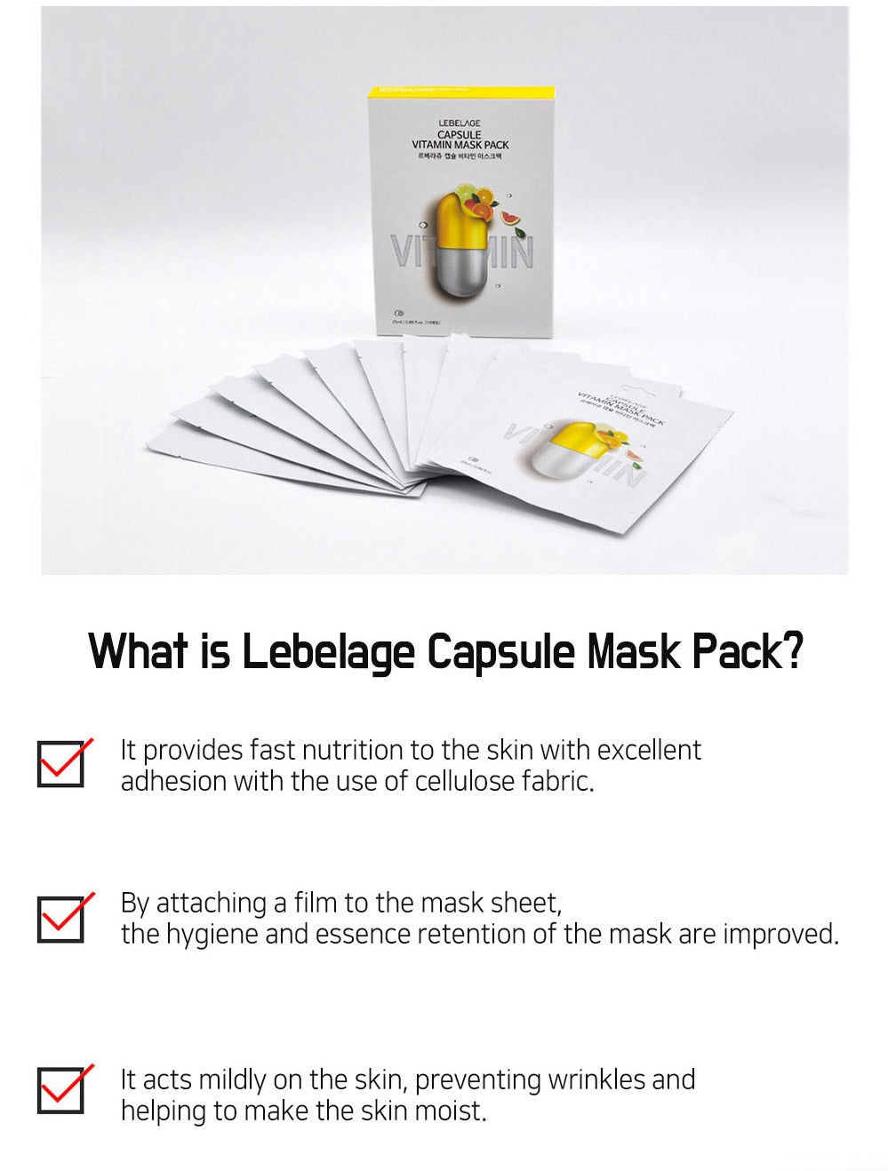 [ LEBELAGE ] Capsule Vitamin Mask Pack 28g | Glow Boosting Korean Face Mask