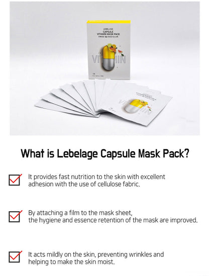 [ LEBELAGE ] Capsule Vitamin Mask Pack 28g | Glow Boosting Korean Face Mask