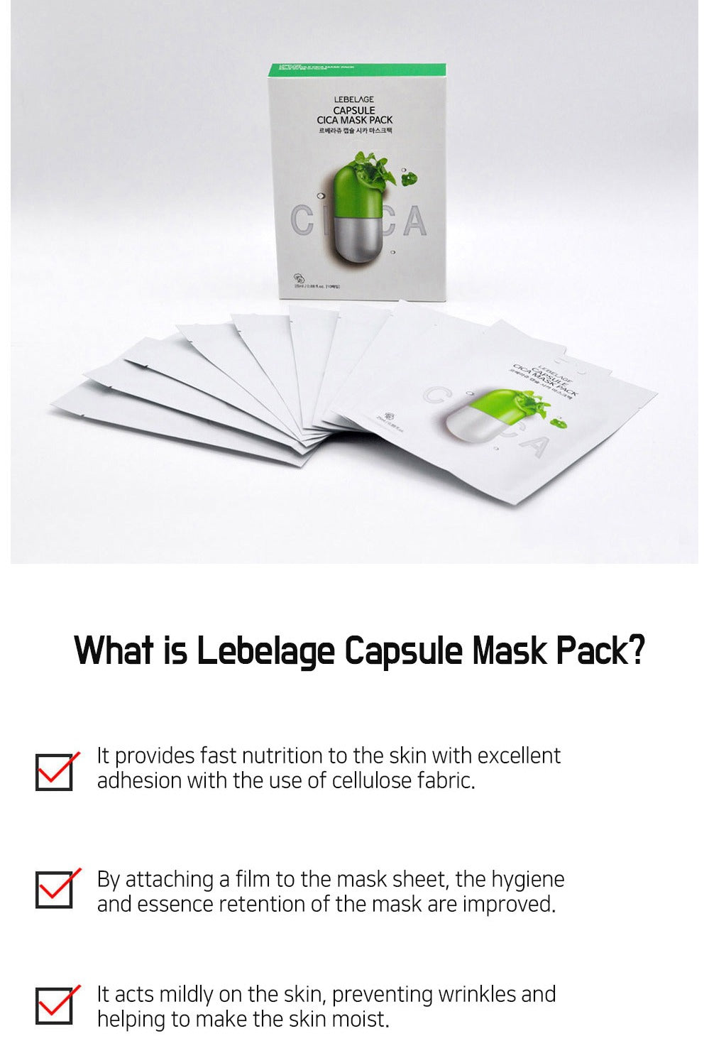 [ LEBELAGE ] Capsule Cica Mask Pack 28g | Calming Korean Face Mask