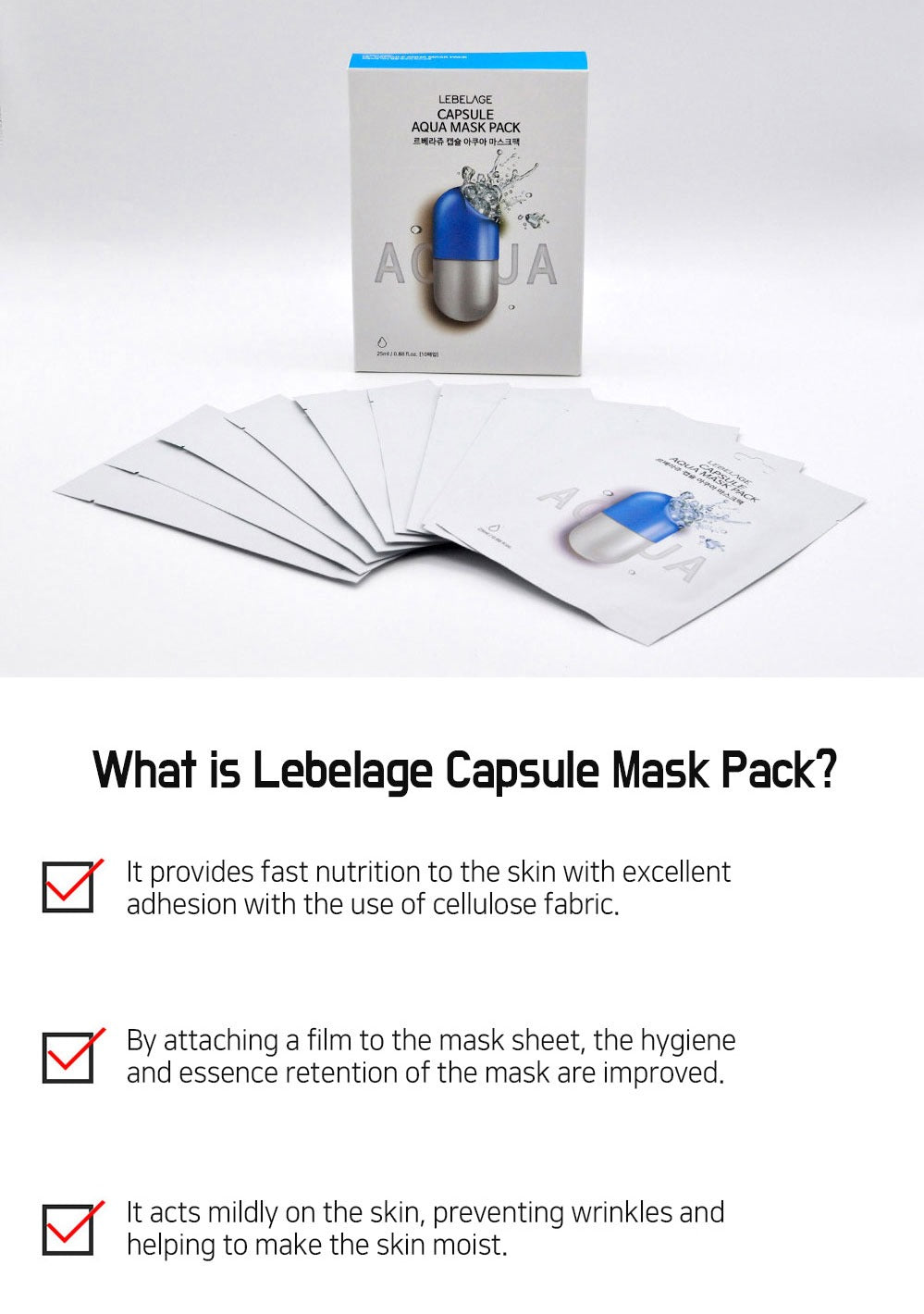 [ LEBELAGE ] Capsule Aqua Mask Pack 28g | Hydrating Korean Face Mask
