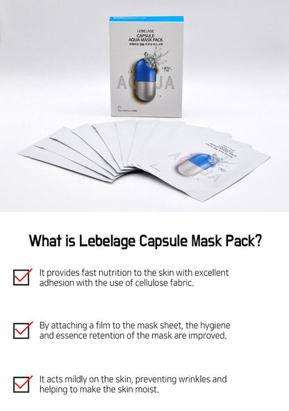 [ LEBELAGE ] Capsule Aqua Mask Pack 28g | Hydrating Korean Face Mask