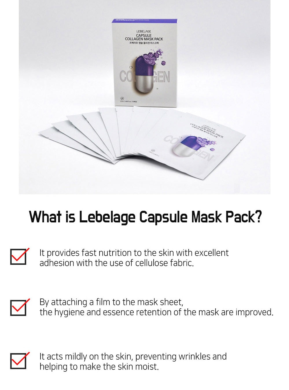 [ LEBELAGE ] Capsule Collagen Mask Pack 28g | Firming Korean Face Mask