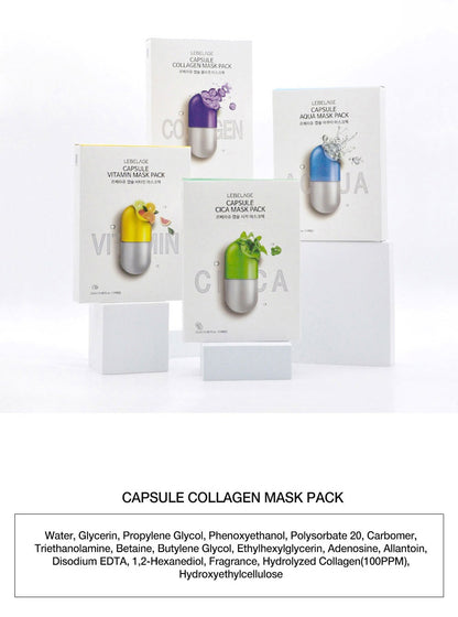 [ LEBELAGE ] Capsule Mask Pack 28g (4 Types) – Hydrating & Soothing Korean Sheet Masks (1PC)