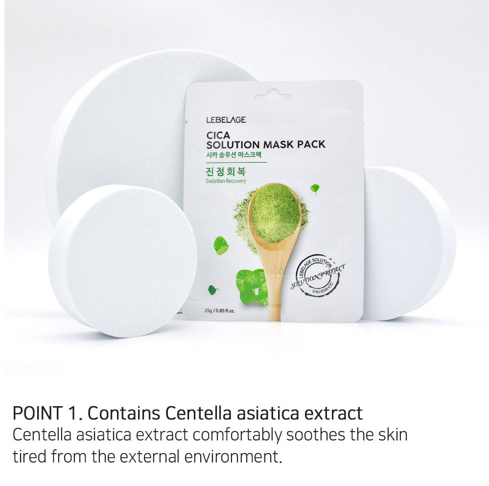 [ LEBELAGE ] Cica Solution Mask Pack 25g | Calming Korean Sheet Face Mask