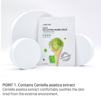 [ LEBELAGE ] Cica Solution Mask Pack 25g | Calming Korean Sheet Face Mask