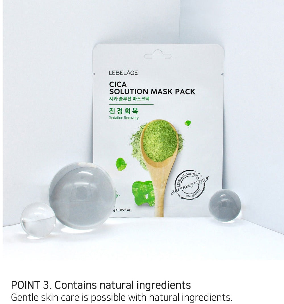 [ LEBELAGE ] Cica Solution Mask Pack 25g | Calming Korean Sheet Face Mask