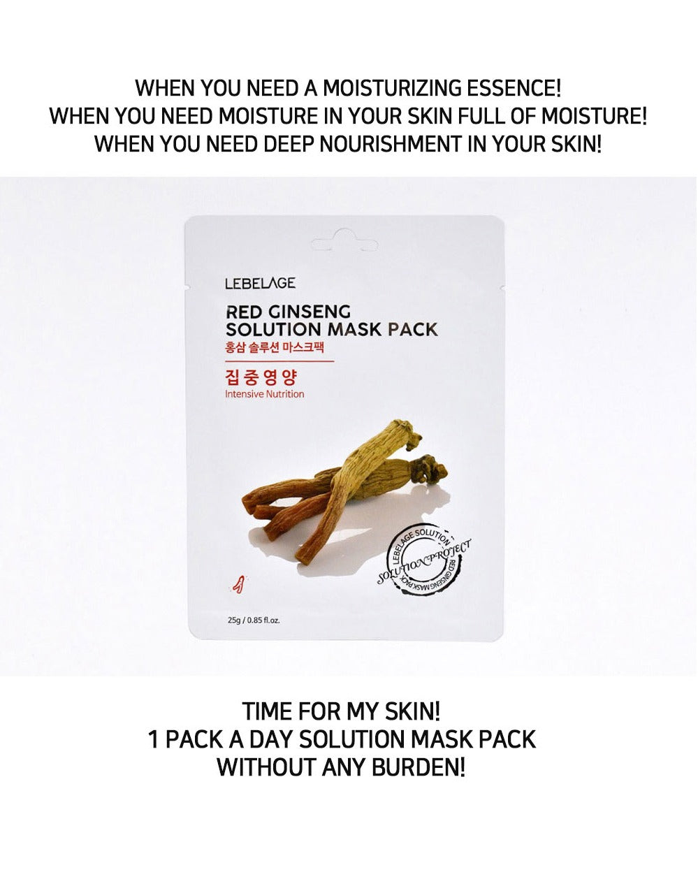 [ LEBELAGE ] Red Ginseng Solution Mask Pack 25g | Korean Nourishing Face Mask