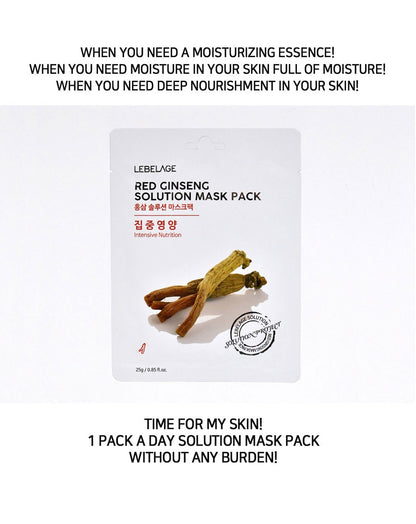 [ LEBELAGE ] Red Ginseng Solution Mask Pack 25g | Korean Nourishing Face Mask