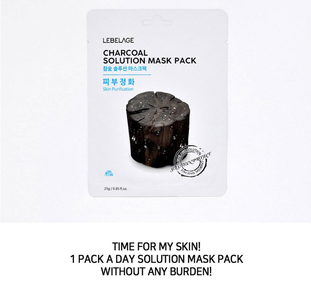 [ LEBELAGE ] Charcoal Solution Mask Pack 25g | Purifying Korean Face Mask