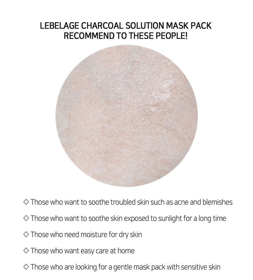 [ LEBELAGE ] Charcoal Solution Mask Pack 25g | Purifying Korean Face Mask