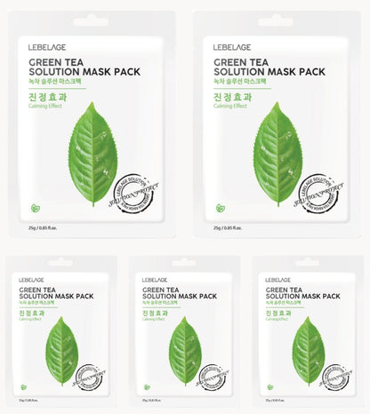 [ LEBELAGE ] Green Tea Solution Mask Pack 25g | Calming Korean Sheet Face Mask