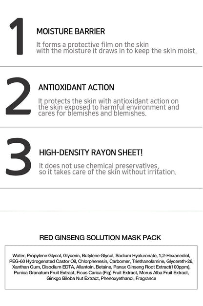 [ LEBELAGE ] Red Ginseng Solution Mask Pack 25g | Korean Nourishing Face Mask