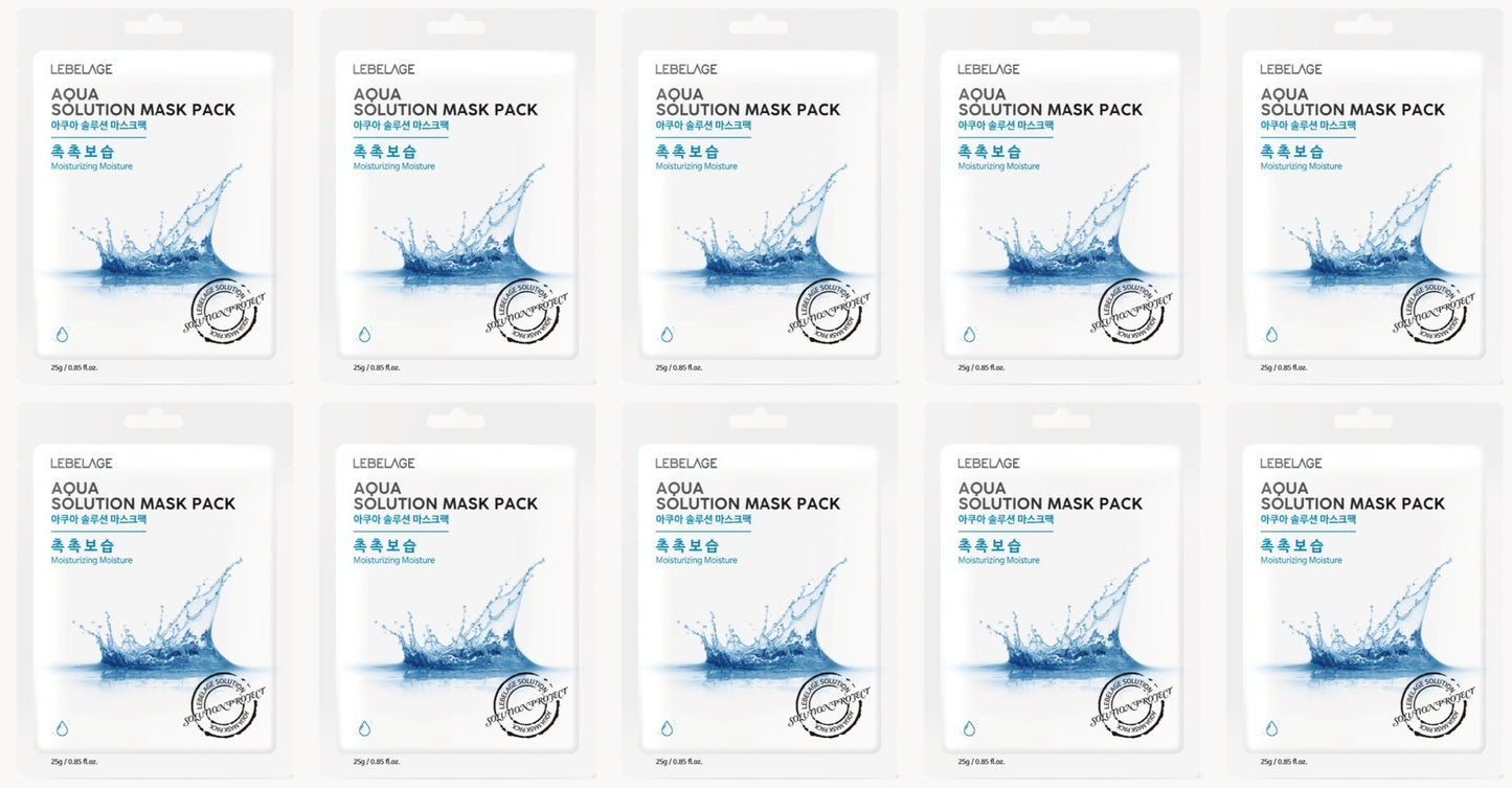 [ LEBELAGE ] Aqua Solution Mask Pack 25g | Hydrating Korean Sheet Face Mask