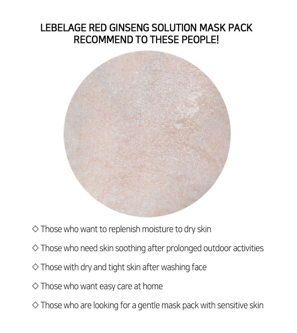 [ LEBELAGE ] Red Ginseng Solution Mask Pack 25g | Korean Nourishing Face Mask
