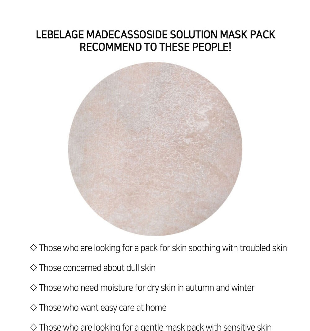 [ LEBELAGE ] Madecassoside Solution Mask Pack 25g | Calming Korean Face Mask