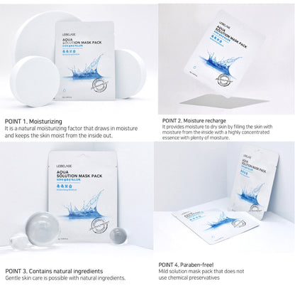 [ LEBELAGE ] Aqua Solution Mask Pack 25g | Hydrating Korean Sheet Face Mask