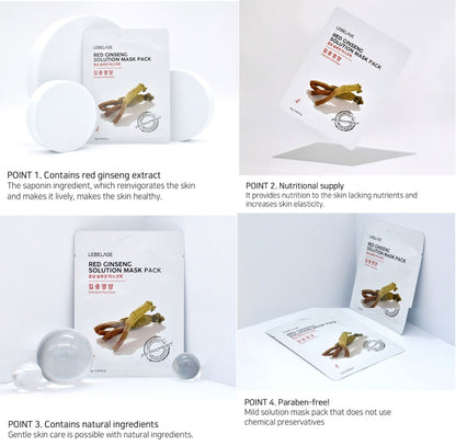 [ LEBELAGE ] Red Ginseng Solution Mask Pack 25g | Korean Nourishing Face Mask